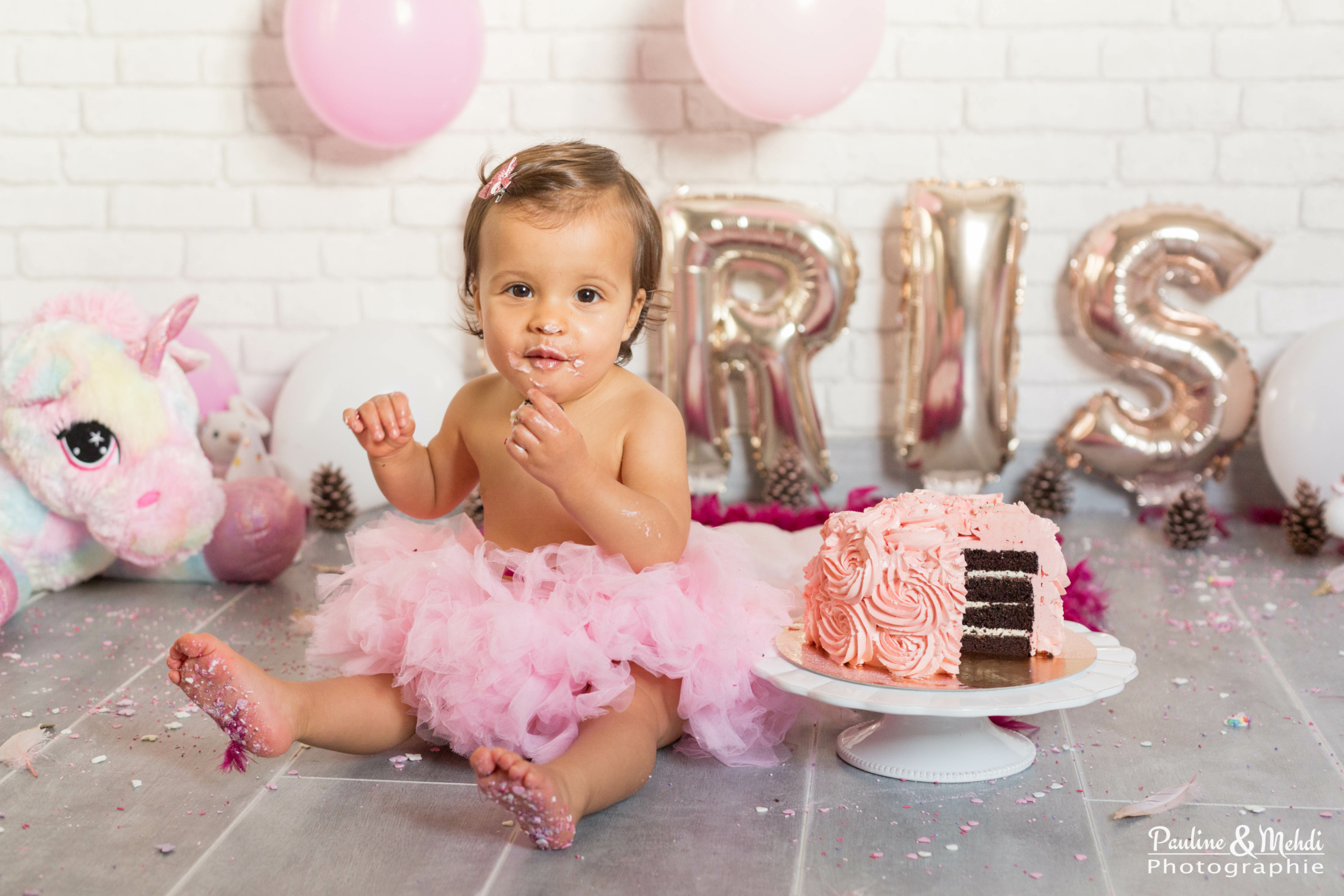 Bébé fille 1er anniversaire tenue un an fête gâteau Smash Tutu